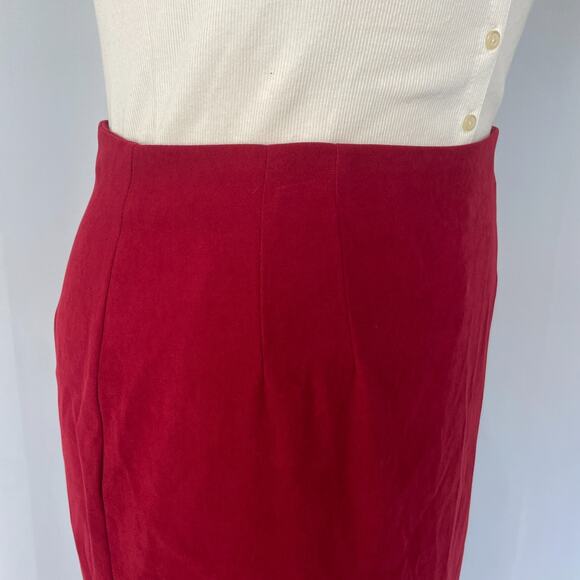 Y2K Long Pencil Skirt Size 16 Red Solid Minimal Career Office Academia 90s Vtg - Picture 3 of 16